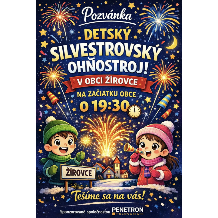 Silvestrovský ohňostroj v obci Žírovce
